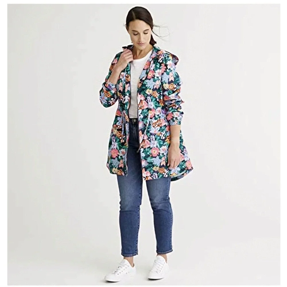 Vera Bradley Womens S Small Colorful Floral Water Resistant Raincoat Rain Jacket - Picture 4 of 16